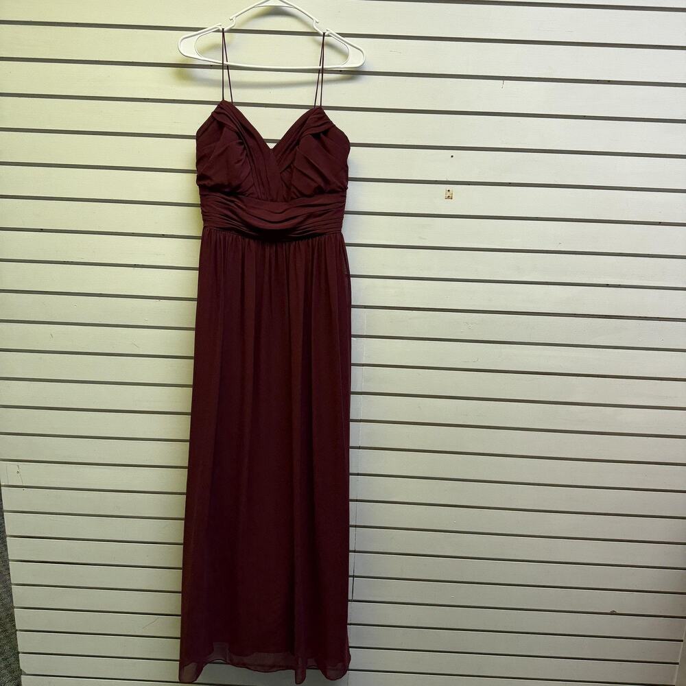 Alfred Angelo Dress 8 Mahogany Chiffon Maxi Bridesmaid Ruched Formal Wedding